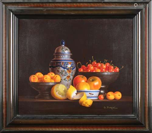 Georges Porcel - Still Life with Fruit and Delft Vase