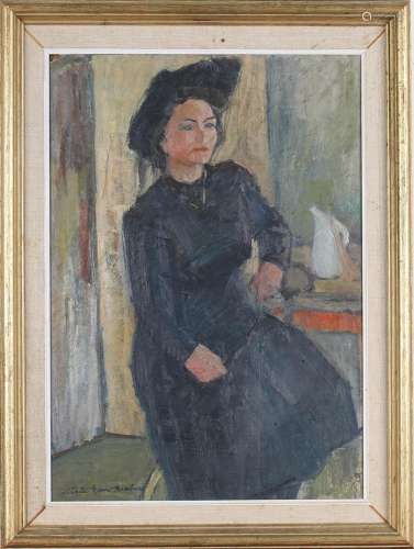 Märta G:Son Broberg - Portrait of a Lady seated on a Stool