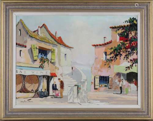 Cecil R. Doyly John - French Street Scene with Figures conve...