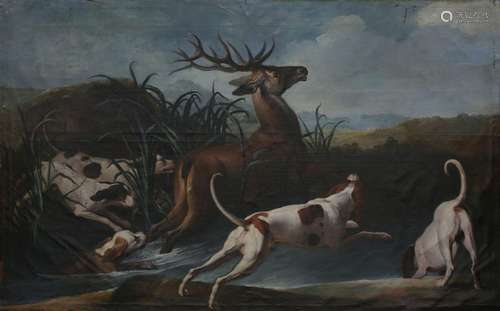 Circle of Alexandre-François Desportes - Hounds hunting a De...