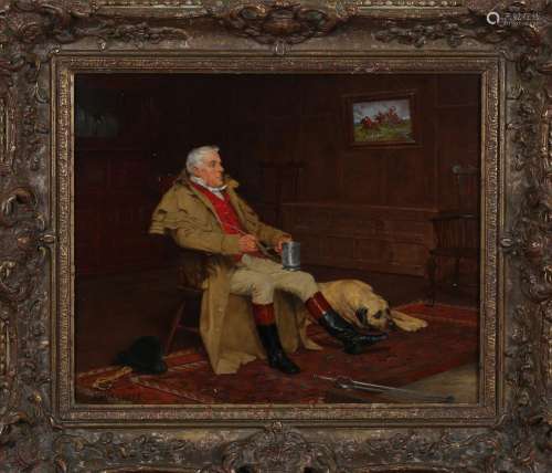 John Arthur Lomax - Huntsman in an Interior with a Mastiff D...