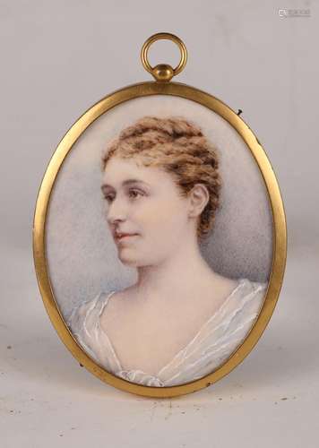 British School - Oval Miniature Portrait of Rose Stanies