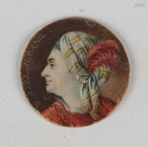 Italian School - 'S.A.D. Albanie' (Tondo Miniature Portrait ...