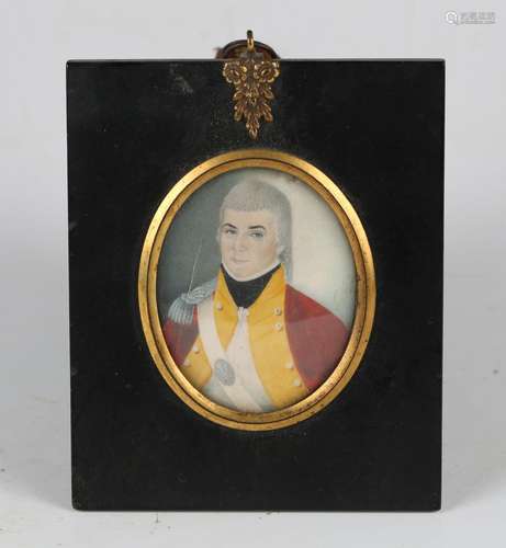 British School - Oval Miniature Portrait of an Army Officer