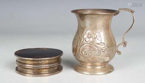 A late Victorian silver baluster christening mug