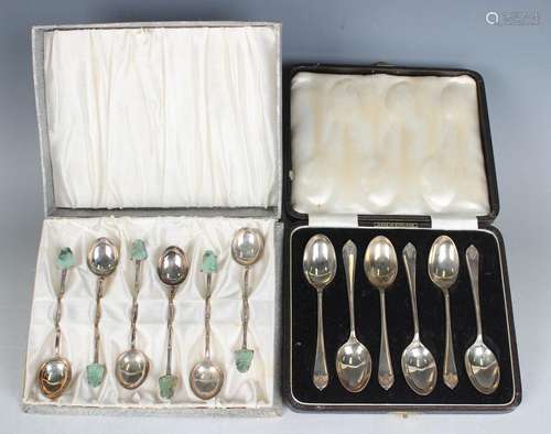 A set of six Chinese sterling coffee spoons