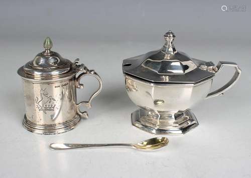 A George V silver octagonal mustard