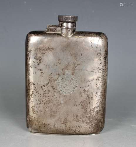 A George VI silver hip flask with screw hinged lid