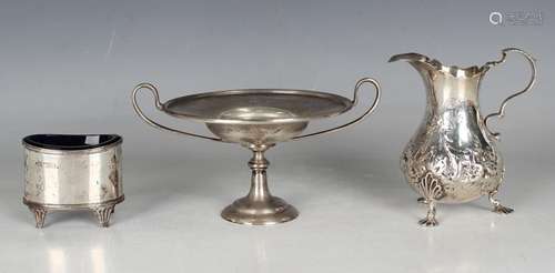 An Edwardian silver two-handled bonbon tazza