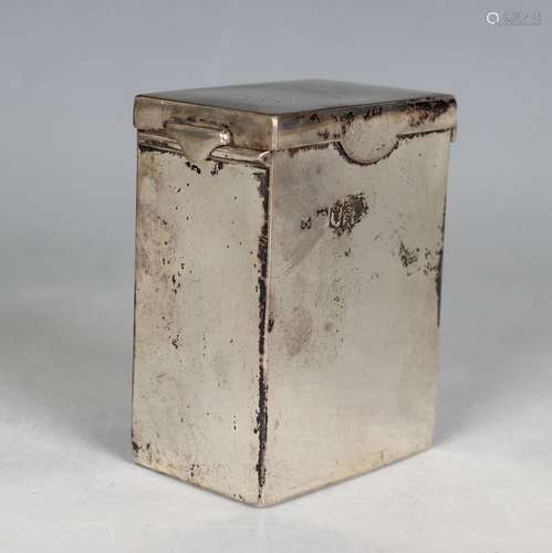 A late Victorian silver two-deck playing card box of rectang...