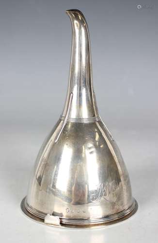 A George III silver wine funnel with detachable strainer