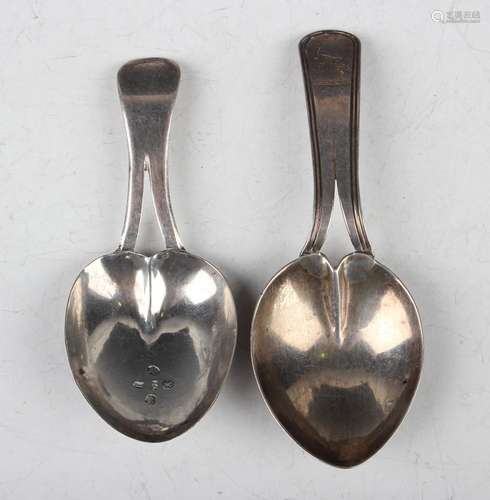 A George III silver caddy spoon with heart shaped bowl and p...