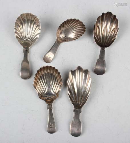 A George III Scottish silver caddy spoon with scallop shell ...