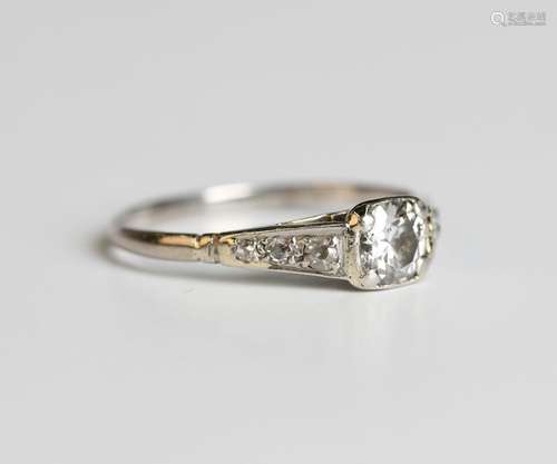 A platinum and diamond ring