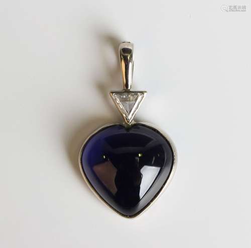 A diamond and iolite pendant