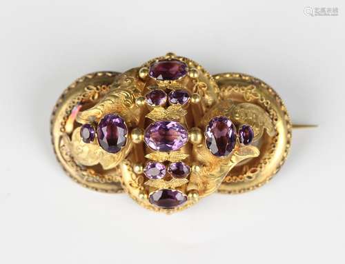 A Victorian gold and amethyst brooch