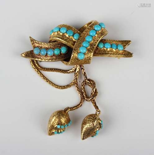 A Victorian gold and turquoise brooch