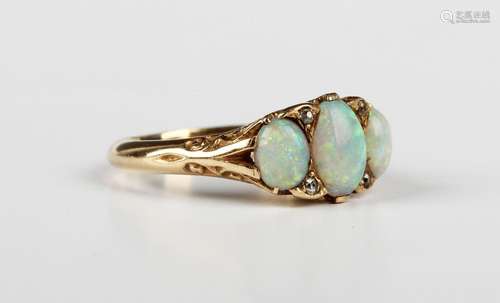 An opal and diamond ring