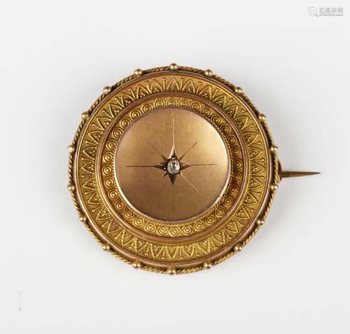 A Victorian 9ct gold and diamond brooch in the classical tas...