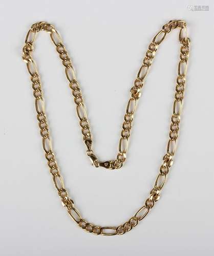 A 9ct gold Figaro link neckchain on a sprung hook shaped cla...