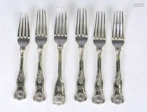 A set of five William IV silver King's pattern dessert forks