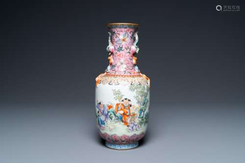 A Chinese famille rose 'playing boys' vase, Qianlong mark, R...