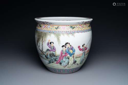 A Chinese famille rose jardiniere, Qianlong mark, Republic