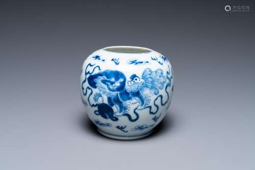 A Chinese blue and white 'Buddhist lions' brush washer, Kang...