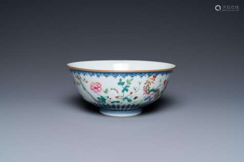 A Chinese famille rose 'cranes and phoenix' bowl, Qianlong m...