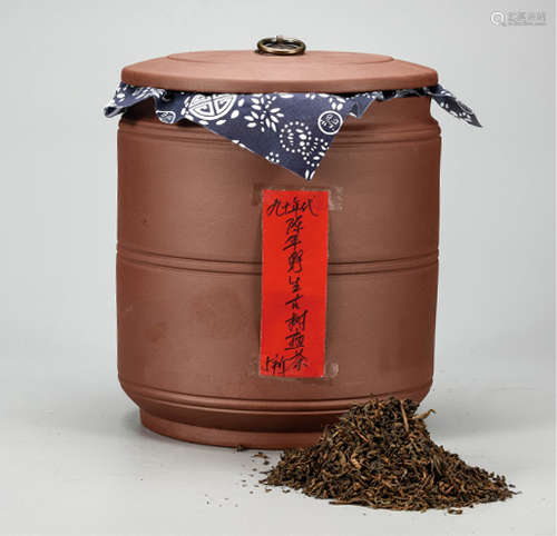 90年代  陈年野生古树普洱熟散茶 配茶叶缸