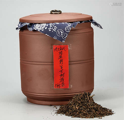 90年代  陈年野生古树普洱熟散茶 配茶叶缸