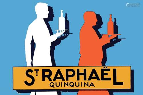 St. Raphael Quinquina Serveurs sur fond bleu    1  Affiche  ...