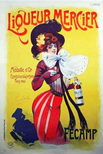 Liqueur MercierBourgerie  Paris    Affiche entoilée/  Vintag...