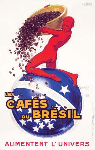 Café du BrésilEts. Vercasson  Paris    Affiche entoilée/  Vi...