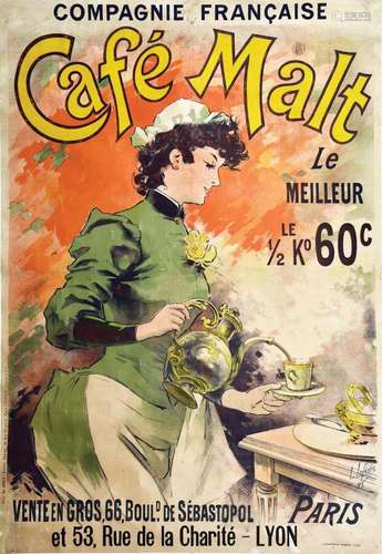 Café MaltChaix  Paris   Affiche Entoilée. / Poster on linnen...