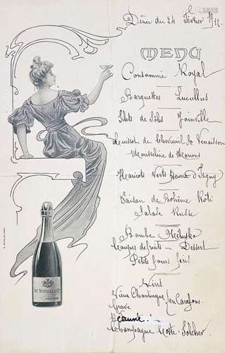 Champagne de Neuville & CoBataille  Paris  Menu    T.B.E...