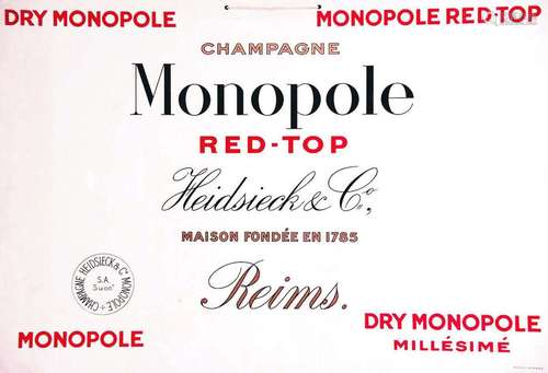 Champagne Monopole Red-Top Heidsieck & Cie    Carton pub...