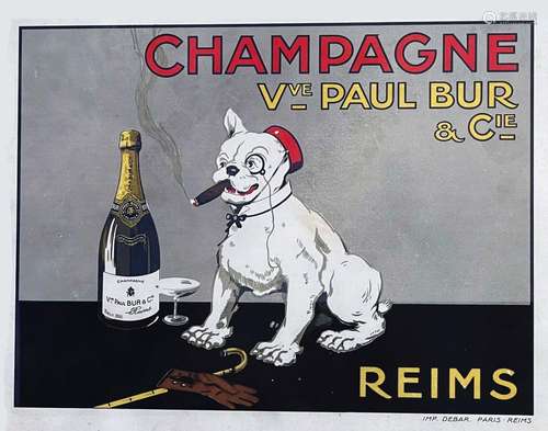 Champagne Vve Paul Bur & CieDebar  Paris Reims  Carton P...