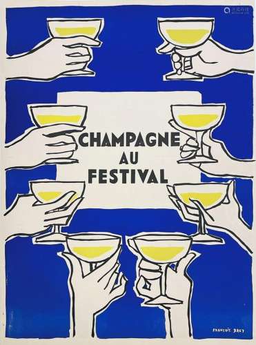 Champagne au Festival ( De Cannes )    Affiche Non Entoillée...