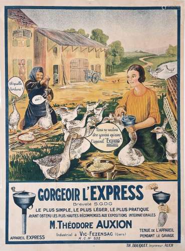 Gorgeoir L'Express Théodore Auxion Très Rare affiche sur le ...