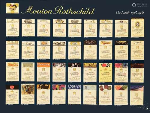 Mouton Rothschild Etiquettes de 1945 à  1980  Divers artiste...
