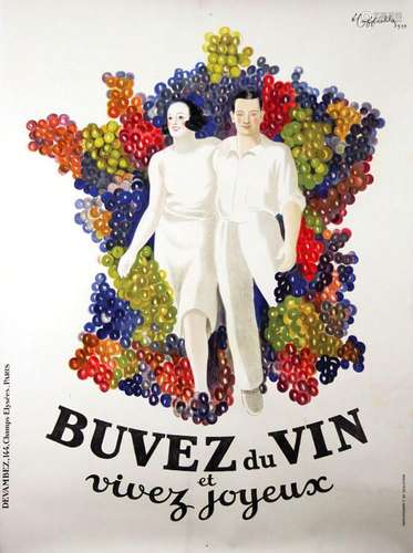 Buvez du Vin et Vivez JoyeuxDevambez  Paris    Affiche entoi...