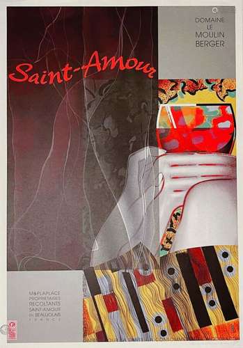 Saint Amour Domaine Le Moulin Berger affiche signée par Phil...