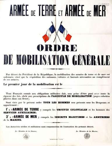 Ordre de Mobilisation Générale 1914 - Armée de Terre & M...