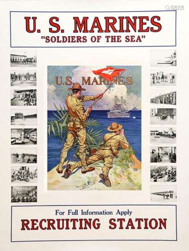 Soldiers of the Seas - US Marines      Affiche entoilée/  Vi...
