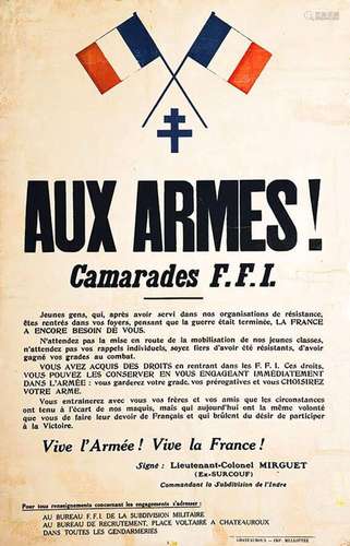 "Aux Armes Camarades F.F.I"Mellottèe  Chateauroux ...