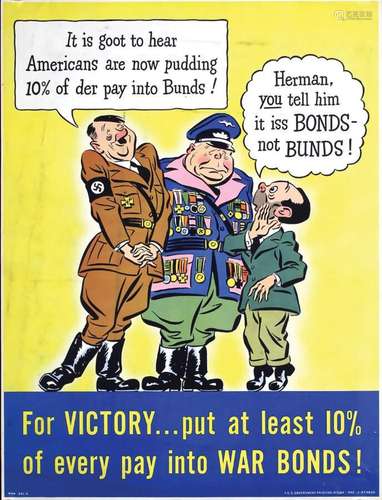 Hitler Goering Goebels ..For Victory Put at least 10% of eve...