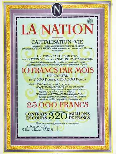 La Nation - CapitalisationP. Réaux  Paris  1  Affiche  Non-E...