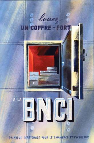 Louez un Coffre-Fort à la BNCI  (BNP) Gouache Pièce Unique B...