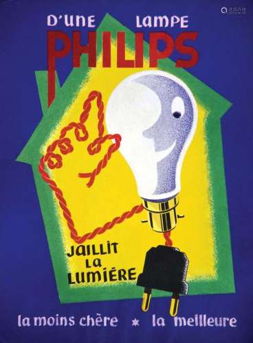 Philips D'une Lampe Philips Jaillit la Lumière   - Gouache n...
